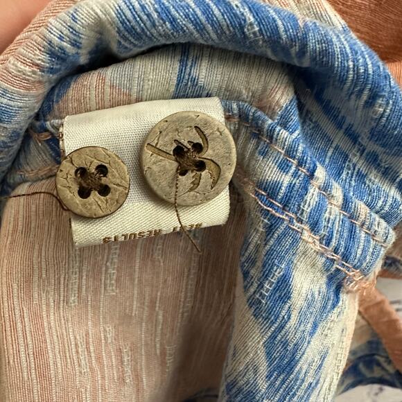 Caribbean Pure Silk Orange Blue Tropical Button Down Shirt Size XL *READ - Picture 6 of 7